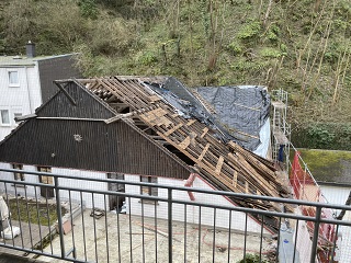 Abbtruch Dachstuhl Alte Scheune Brückenstor, Traben-Trarbach Mosel